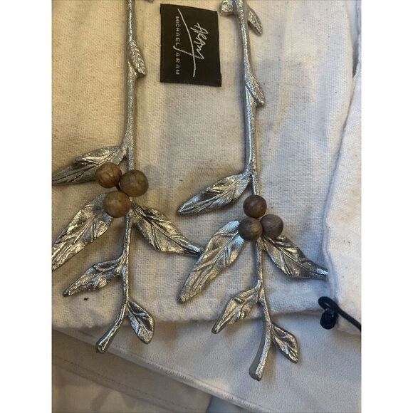 Fitz & Floyd Woodgrove Silver Tone Salad Serving Set Fork & Spoon Twigs - Picture 4 of 6